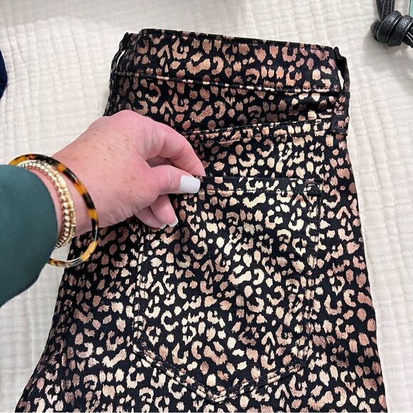 Banana Republic Mid Rise Ankle Rose Gold Metallic Leopard Print Jeans- NWT- sz6 - Picture 9 of 11